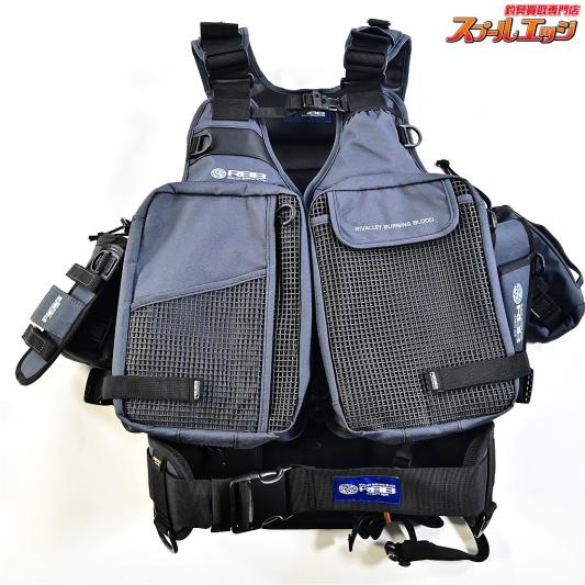 【リバレイ】 RBB ビックベイトゲームベスト ライフジャケット 7717 チャコール フリー フローティングベスト フィッシュグリップホルダー&ドリンクホルダー&ライフベストジョイントサポーター付 RIVALLEY CORDURA K_100