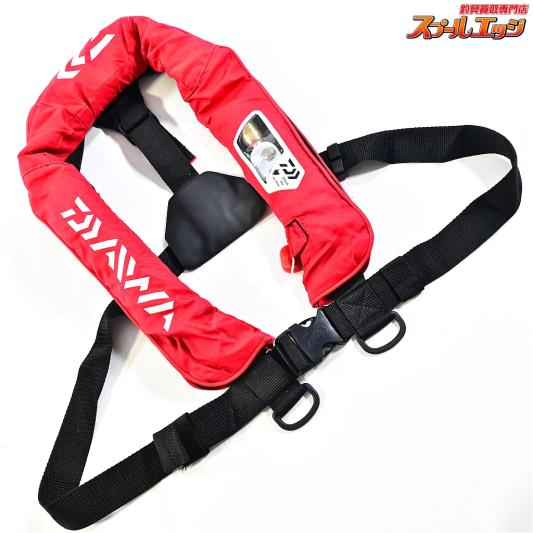 【ダイワ】 ウォッシャブルライフジャケット DF-2007 レッド フリー 自動膨張式 2018年7月製造 桜マークあり DAIWA K_060