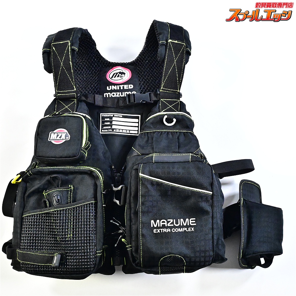 【マズメ】 MZX タイドマニア ライフジャケット MZXLJ-089 ブラックxライム  フローティングベスト ゲームベスト MAZUME K_100