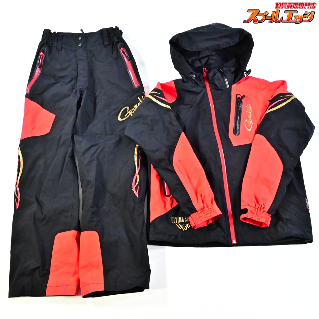 【がまかつ】 アルテマシールド フィッシングレインスーツ GM-3570 ブラック/レッド サイズM GAMAKATSU K_100