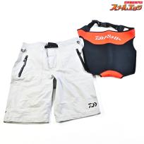 【ダイワ】 PUオーシャンハーフパンツ DR-6205P グレー サイズXL ネオヒップガードレッドDA-1101付 DAIWA K_060