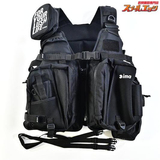 【アイマ】 オリジナルフローティングベスト X-03 ブラック シングルポケットポーチ&ボトルホルダー付 C-TK-3573 ima floatingVEST K_100