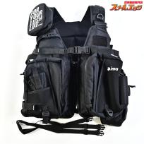 【アイマ】 オリジナルフローティングベスト X-03 ブラック シングルポケットポーチ&ボトルホルダー付 C-TK-3573 ima floatingVEST K_100