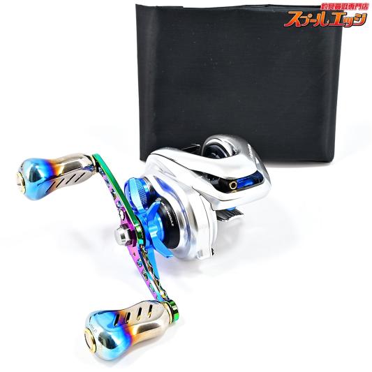 【シマノ】 16メタニウム MGL ノーマルギア 94mmカスタムハンドル&リブレフィーノプラスノブファイヤー&カラーパーツ装着 SHIMANO Metanium