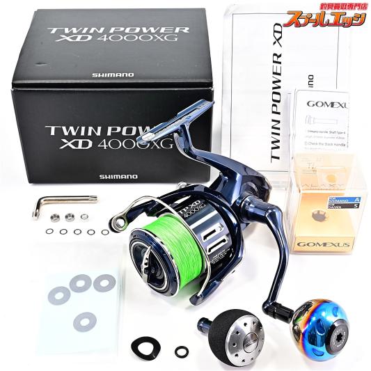 【シマノ】 21ツインパワー XD 4000XG ゴメクサス38mmカスタムハンドルノブ&ドレスオリジンリールスタンド装着 SHIMANO TWINPOWER