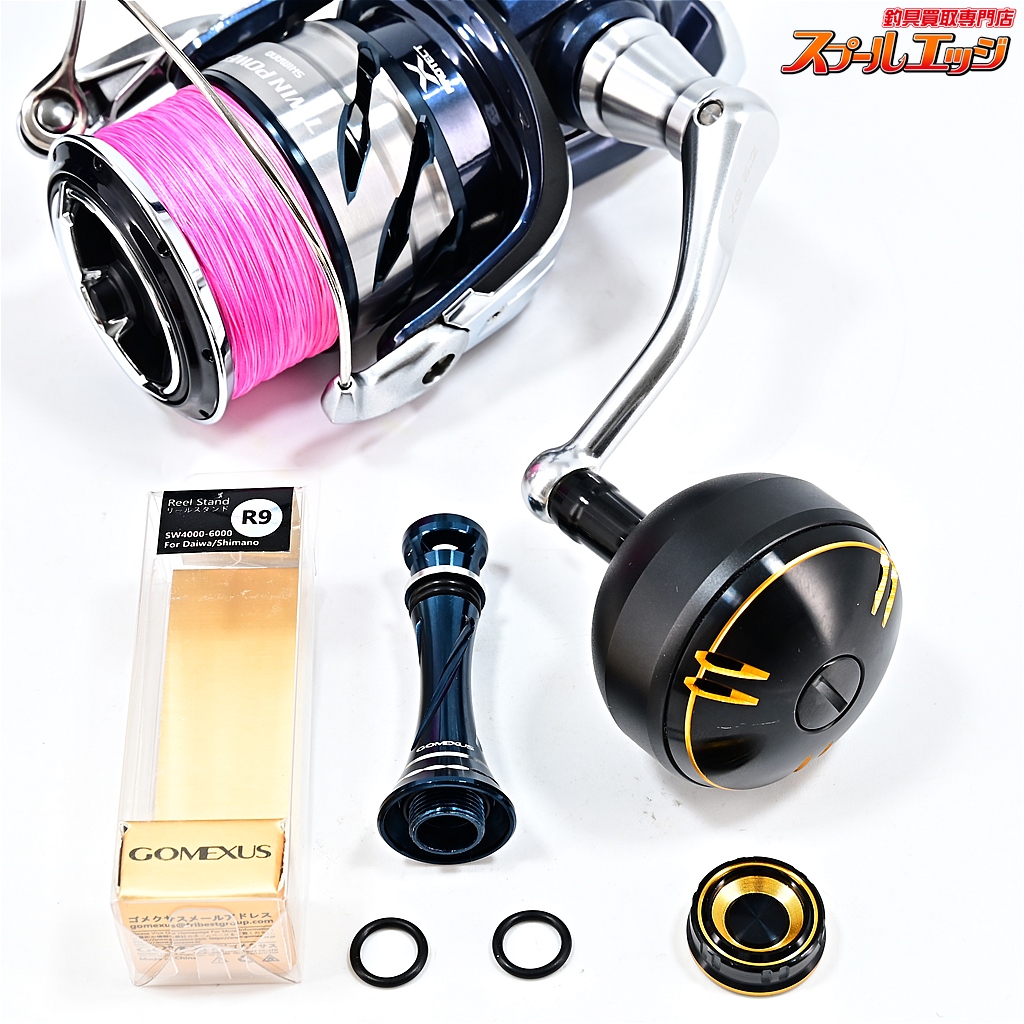 シマノ 21ツインパワーSW4000XG リールスタンド(新品)付き 美品！！ シマノ】 21ツインパワー SW4000XG 19ステラ45mm純正ハンドル