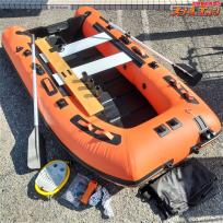 【AFボート】 ゴムボート AF-280F バレンシアオレンジxクリアーブラック ロールアップフロア オール&ポンプ&木製自作台付 AFBOAT parsun アウトドア キャンプ K_300